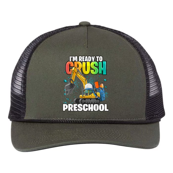 Preschool Excavator Construction Back To School Boy Retro Rope Trucker Hat Cap