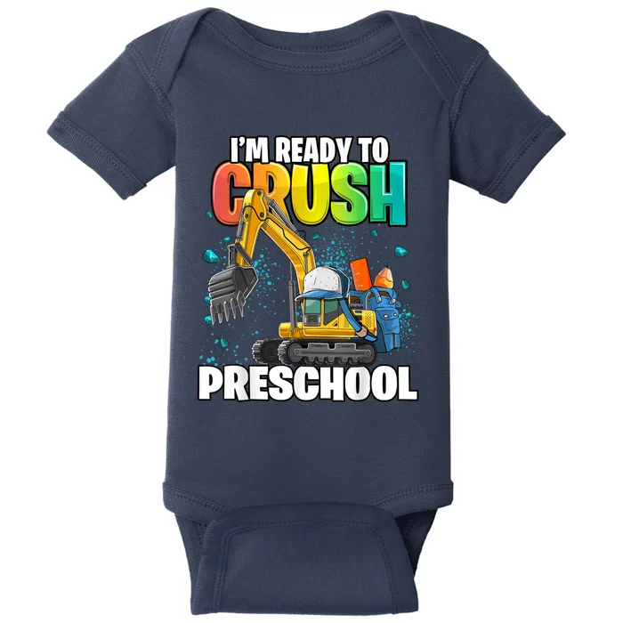 Preschool Excavator Construction Back To School Boy Baby Bodysuit