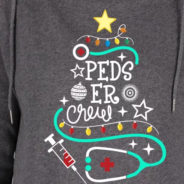 Peds Er Christmas Crew Emergency Nurse Pediatric Er Techs Gift Womens Funnel Neck Pullover Hood