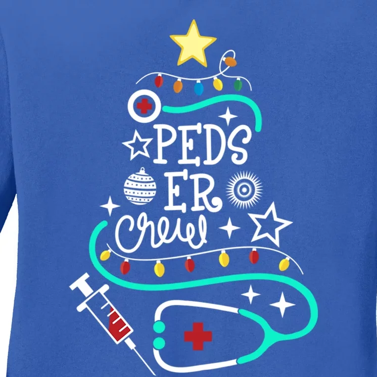 Peds Er Christmas Crew Emergency Nurse Pediatric Er Techs Great Gift Ladies Long Sleeve Shirt