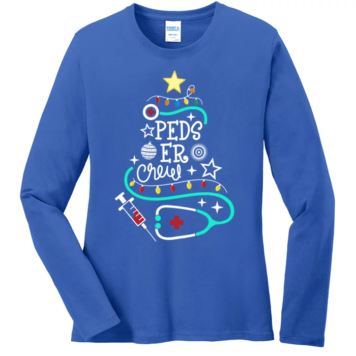 Peds Er Christmas Crew Emergency Nurse Pediatric Er Techs Great Gift Ladies Long Sleeve Shirt