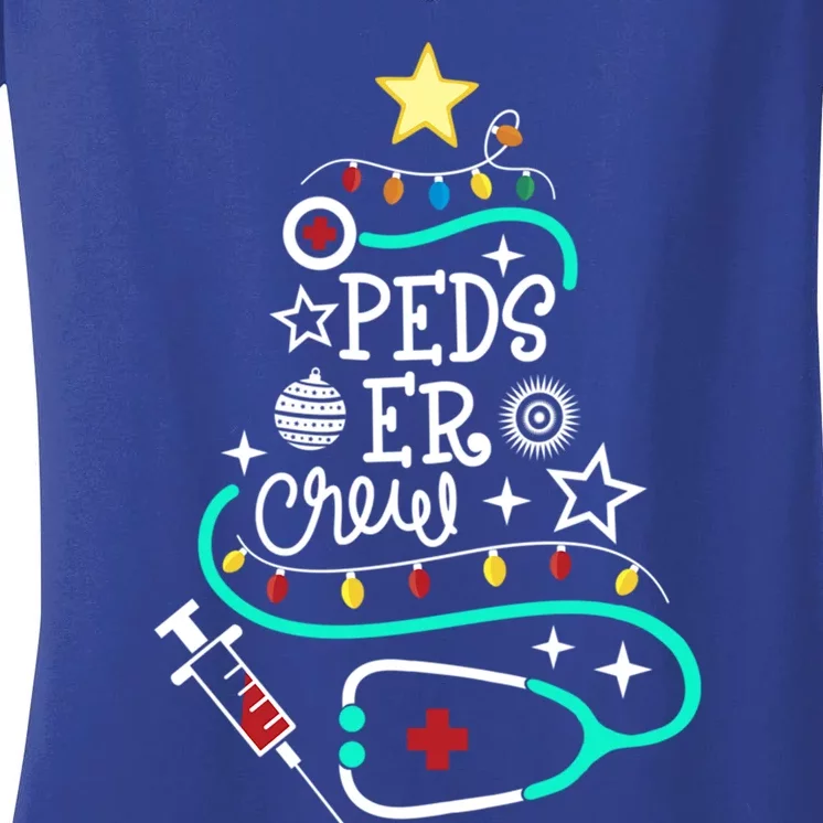 Peds Er Christmas Crew Emergency Nurse Pediatric Er Techs Great Gift Women's V-Neck T-Shirt