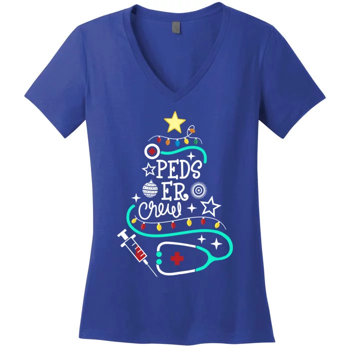 Peds Er Christmas Crew Emergency Nurse Pediatric Er Techs Great Gift Women's V-Neck T-Shirt