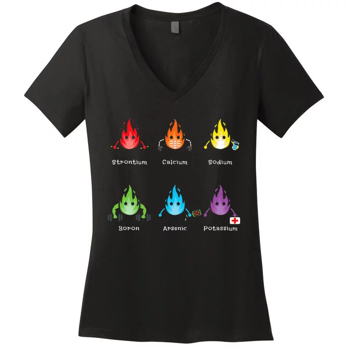 Periodic Elements Chemistry Lover Science Teacher Women's V-Neck T-Shirt