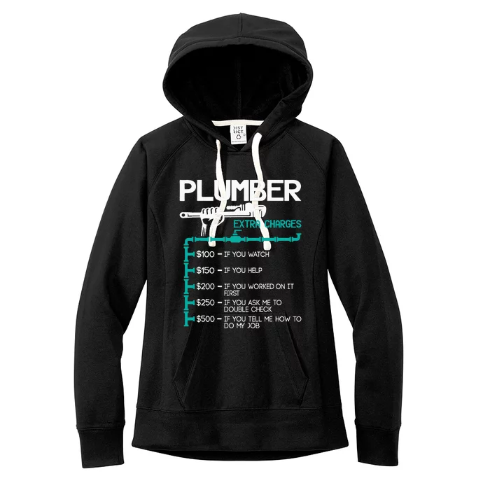 Plumber Extra Charges Funny Plumbing Handyman Pipe Fitter Women's Fleece Hoodie