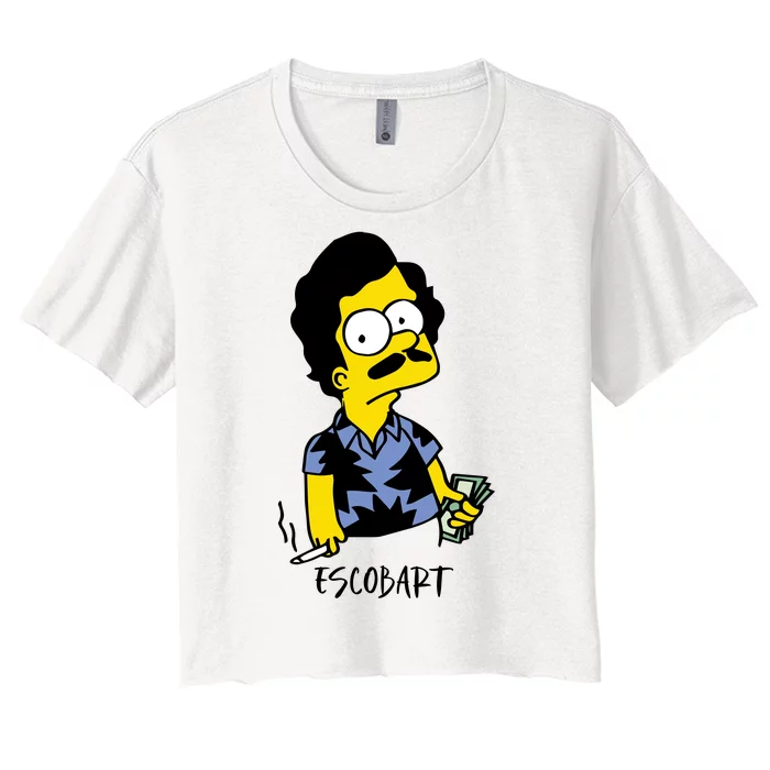 Pablo Escobar Cartoon Parody Design. Women's Crop Top Tee