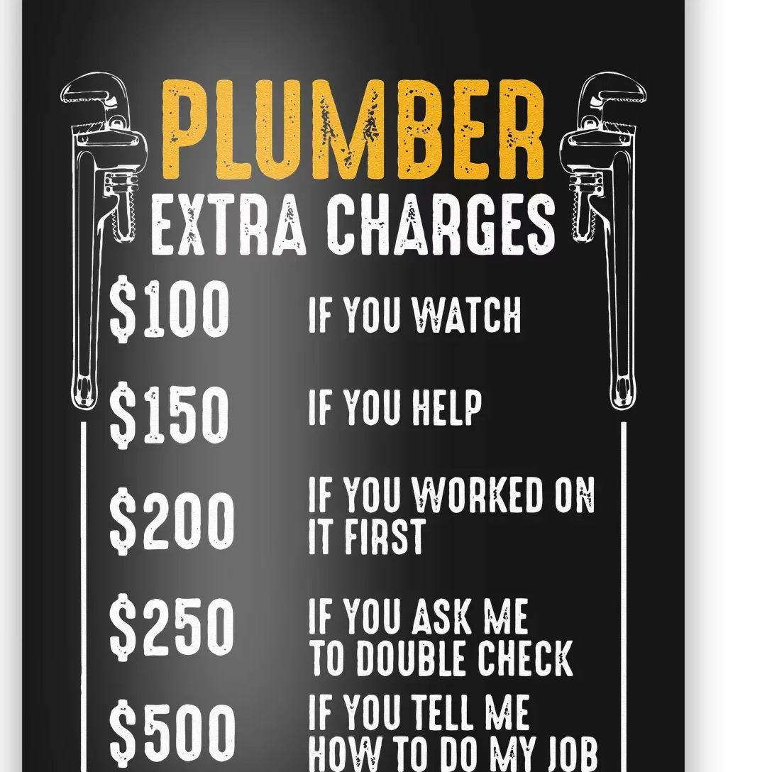 Plumber Extra Charges Plumbing Tool Pipe Hobbyis Craftsman Poster