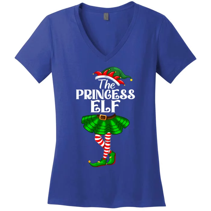 Princess Elf Christmas Costume Matching Family Elf Squad Gift Women's V-Neck T-Shirt