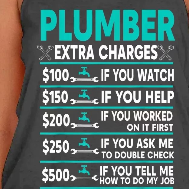 Plumber Extra Charges Hourly Rate Women's Knotted Racerback Tank