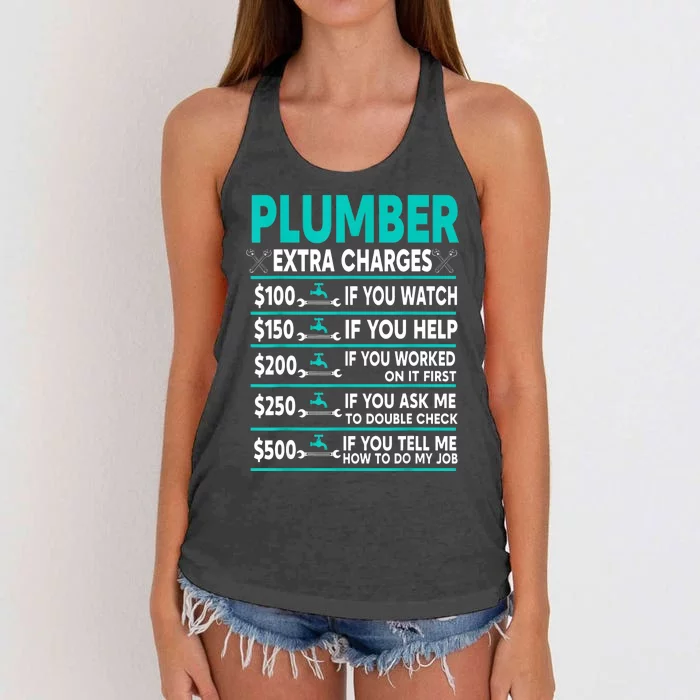 Plumber Extra Charges Hourly Rate Women's Knotted Racerback Tank