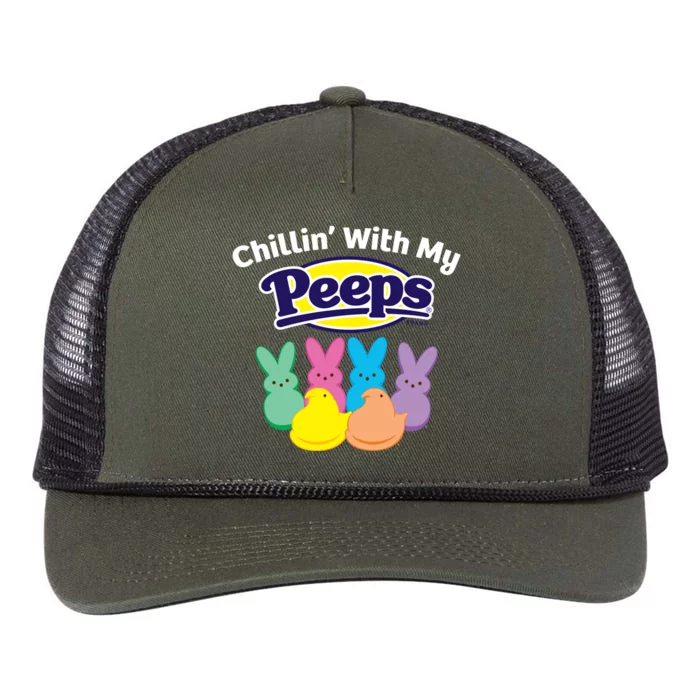 Peeps Easter Chillin With My Peeps Gift Retro Rope Trucker Hat Cap