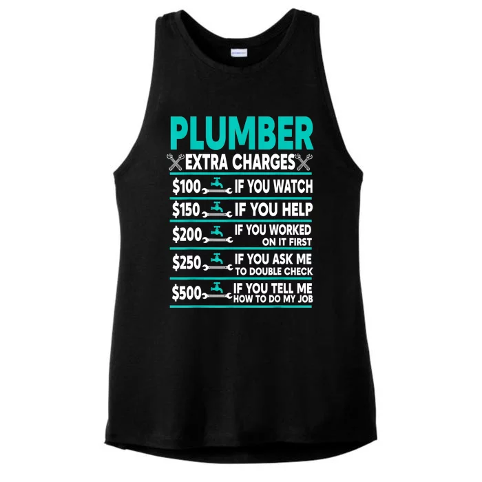 Plumber Extra Charges Hourly Rate Ladies Tri-Blend Wicking Tank