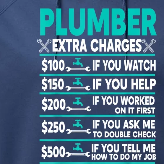 Plumber Extra Charges Hourly Rate Performance Fleece Hoodie