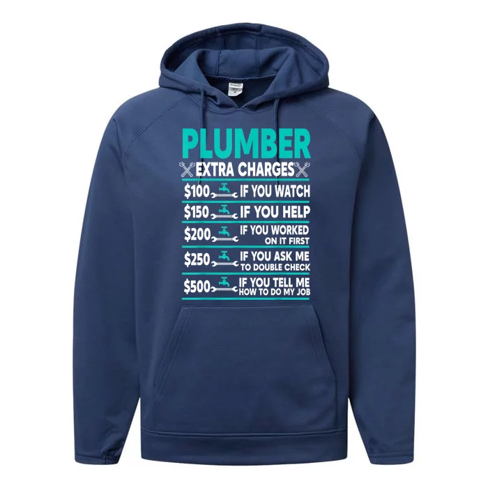 Plumber Extra Charges Hourly Rate Performance Fleece Hoodie