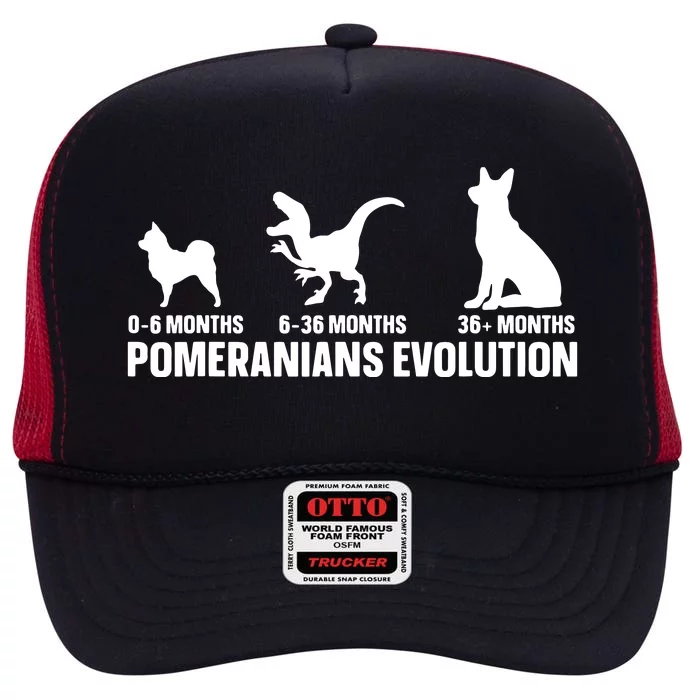 Pomeranians Evolution Design For A Pomeranian Owner High Crown Mesh Trucker Hat