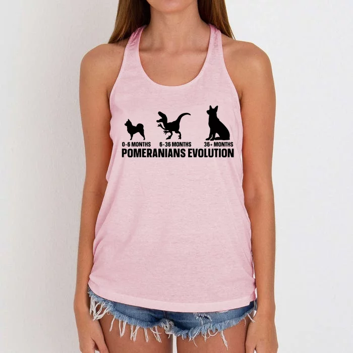 Pomeranians Evolution Design For A Pomeranian Owner Women's Knotted Racerback Tank