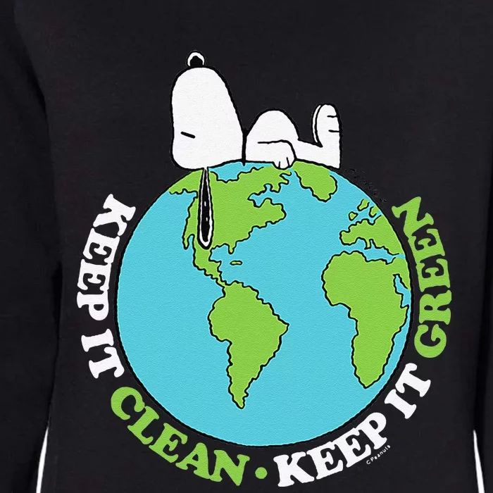 Peanuts Earth Day Snoopyy Keep It Clean Keep It Green Womens California Wash Sweatshirt