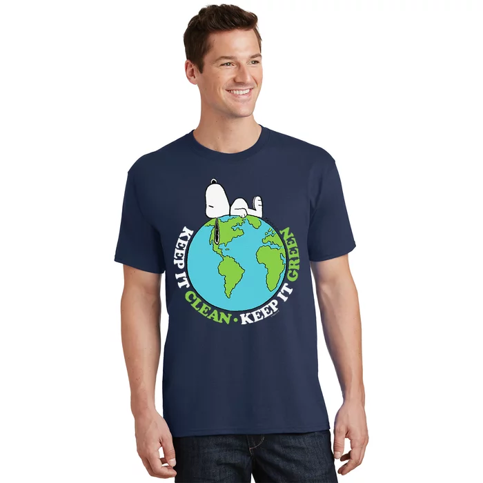 Peanuts Earth Day Snoopyy Keep It Clean Keep It Green T-Shirt