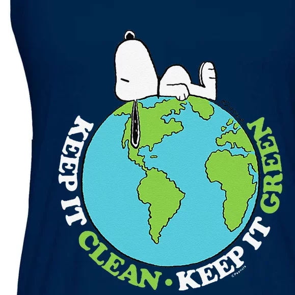 Peanuts Earth Day Snoopyy Keep It Clean Keep It Green Ladies Essential Flowy Tank