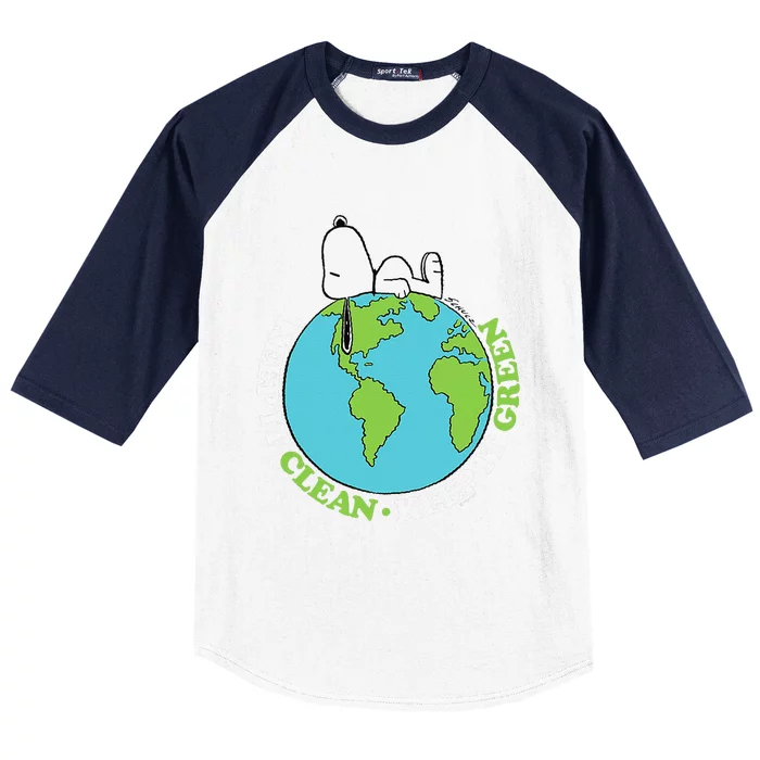 Peanuts Earth Day Snoopyy Keep It Clean Keep It Green Baseball Sleeve Shirt