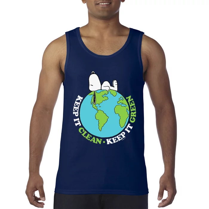 Peanuts Earth Day Snoopyy Keep It Clean Keep It Green Tank Top