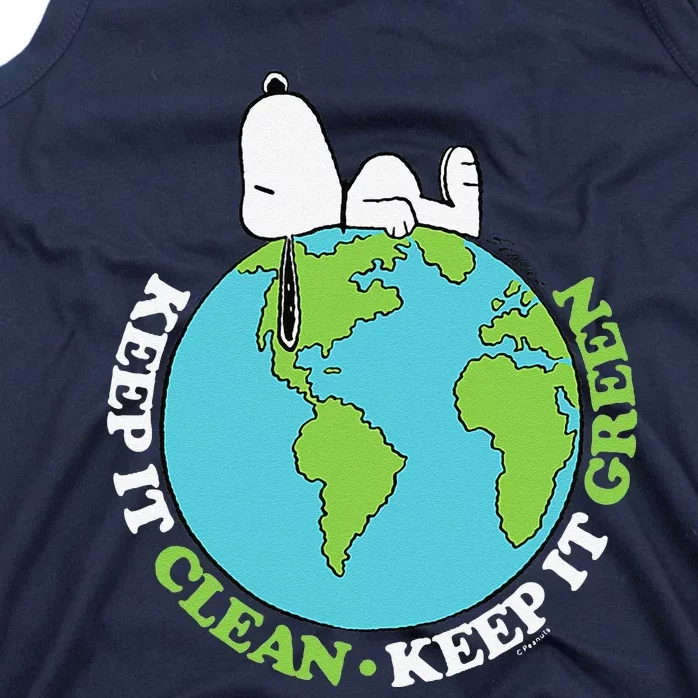 Peanuts Earth Day Snoopyy Keep It Clean Keep It Green Tank Top