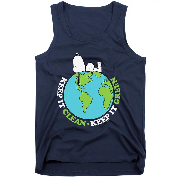 Peanuts Earth Day Snoopyy Keep It Clean Keep It Green Tank Top