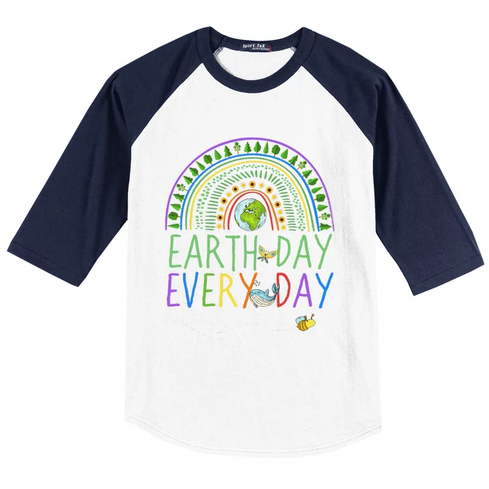 Pretty Earth Day Every Day Rainbow With Trees Earth Day Baseball Sleeve Shirt