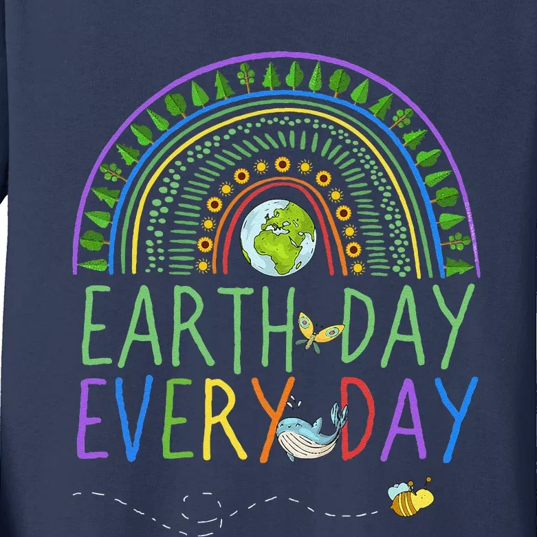 Pretty Earth Day Every Day Rainbow With Trees Earth Day Kids Long Sleeve Shirt