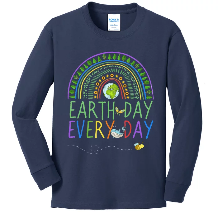 Pretty Earth Day Every Day Rainbow With Trees Earth Day Kids Long Sleeve Shirt