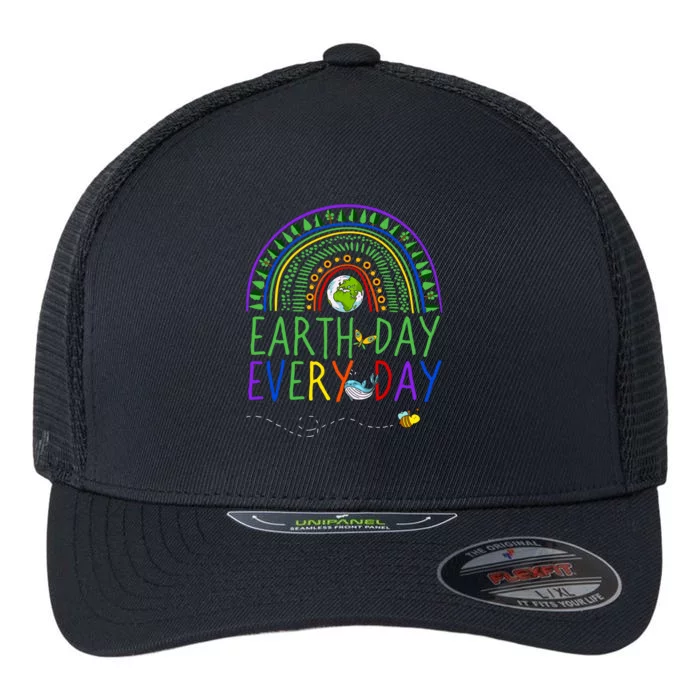 Pretty Earth Day Every Day Rainbow With Trees Earth Day Flexfit Unipanel Trucker Cap