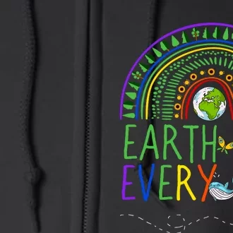 Pretty Earth Day Every Day Rainbow With Trees Earth Day Full Zip Hoodie