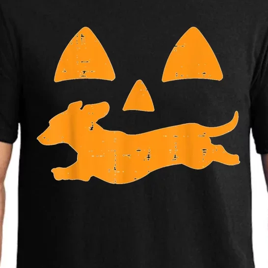 Pumpkin Eyes Dachshund Funny Halloween Jack O Lantern Dog Pajama Set