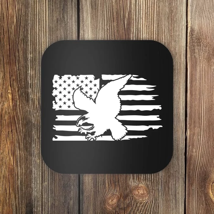 Patriotic Eagle Distress Flag USA Coaster