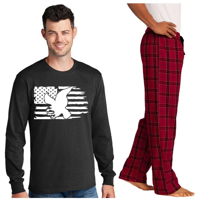 Patriotic Eagle Distress Flag USA Long Sleeve Pajama Set