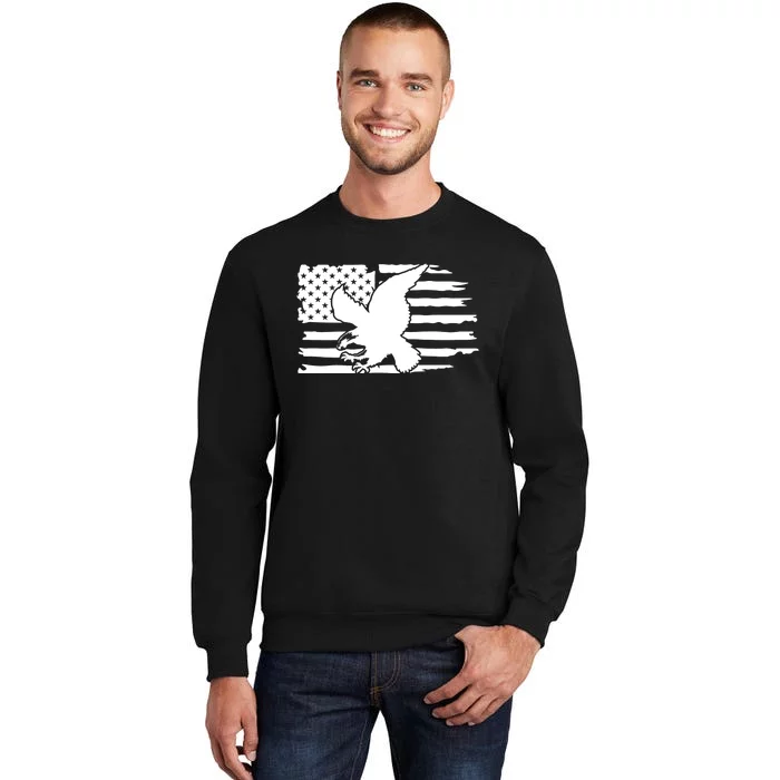 Patriotic Eagle Distress Flag USA Tall Sweatshirt