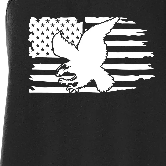 Patriotic Eagle Distress Flag USA Women's Racerback Tank