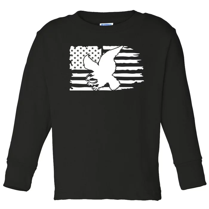 Patriotic Eagle Distress Flag USA Toddler Long Sleeve Shirt