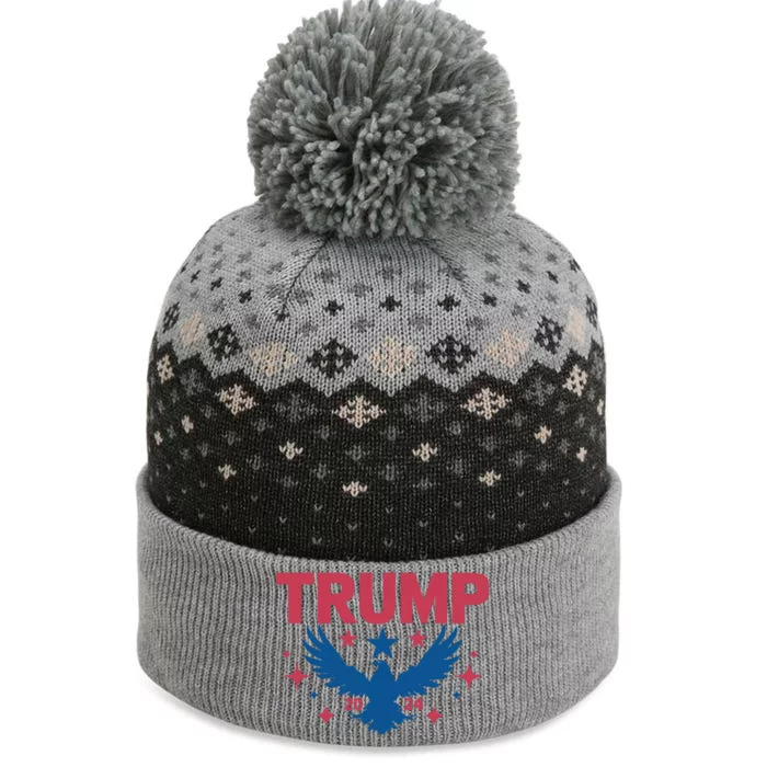 Patriotic Eagle Emblem With Year The Baniff Cuffed Pom Beanie