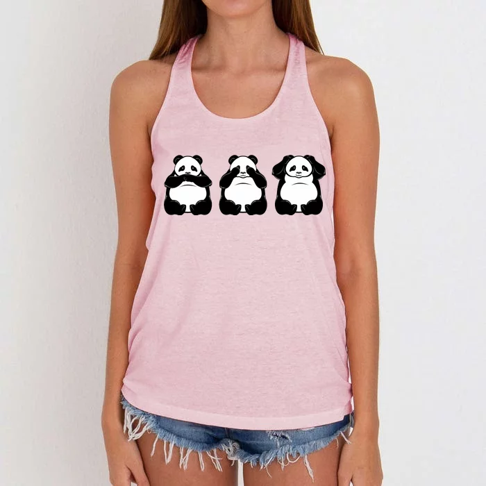 Peek A Boo Panda Women's Knotted Racerback Tank