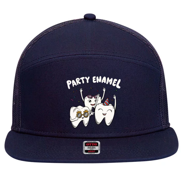 Party Enamel For A Dental Technician Squad Cute Gift 7 Panel Mesh Trucker Snapback Hat