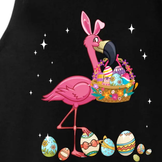 Pretty Easter Flamingo With Easter Basket Gift Ladies Tri-Blend Wicking Tank