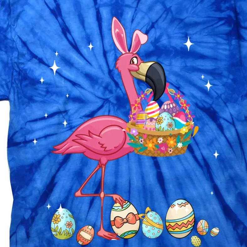 Pretty Easter Flamingo With Easter Basket Gift Tie-Dye T-Shirt