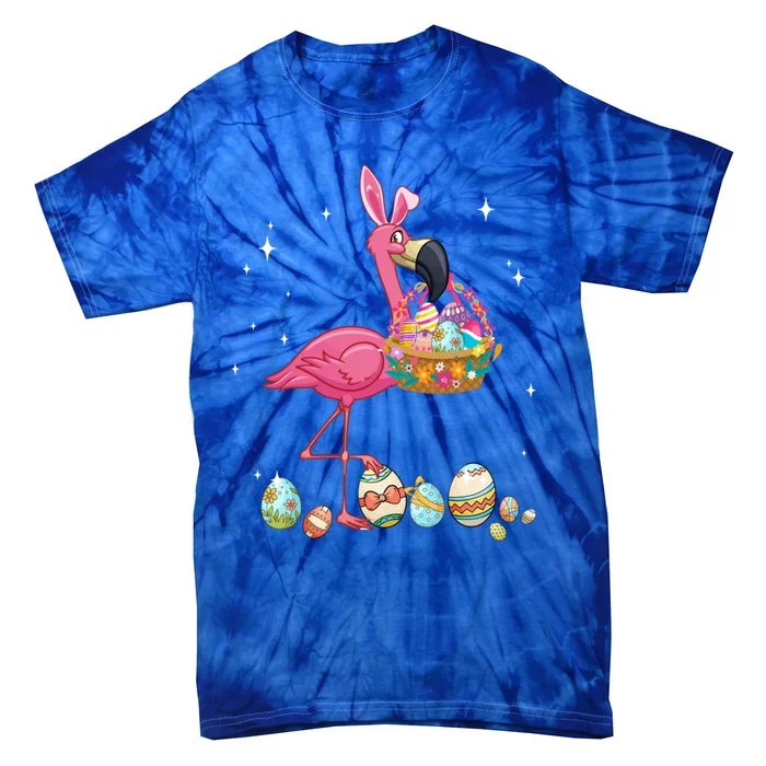 Pretty Easter Flamingo With Easter Basket Gift Tie-Dye T-Shirt