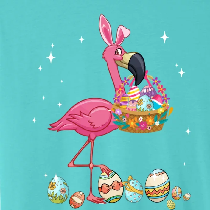 Pretty Easter Flamingo With Easter Basket Gift ChromaSoft Performance T-Shirt