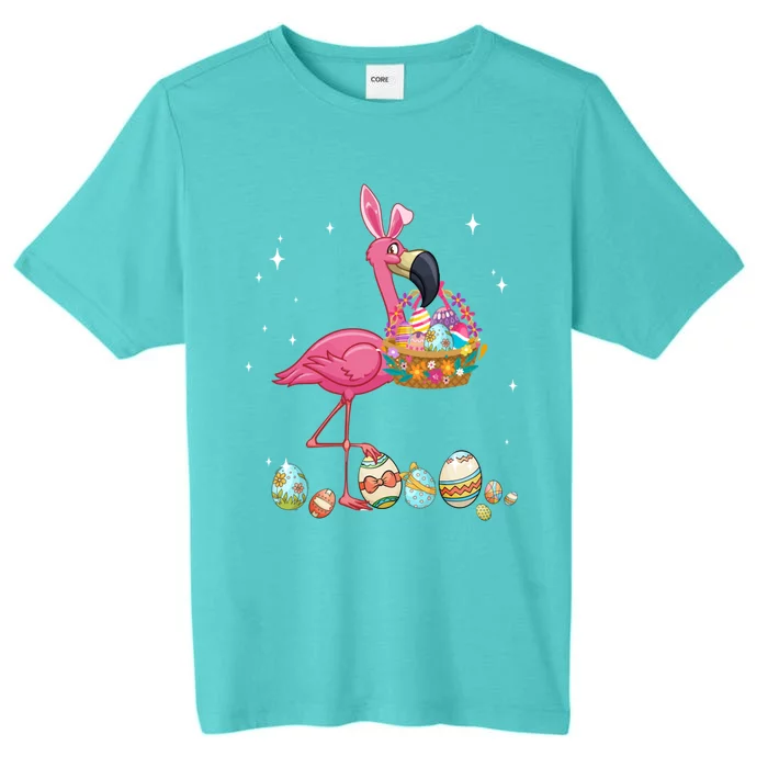 Pretty Easter Flamingo With Easter Basket Gift ChromaSoft Performance T-Shirt