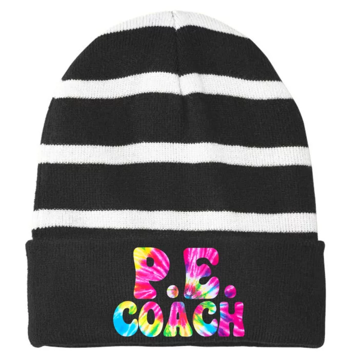 Physical Education Funny P.E Instructor Coach Teacher Gym Striped Beanie with Solid Band