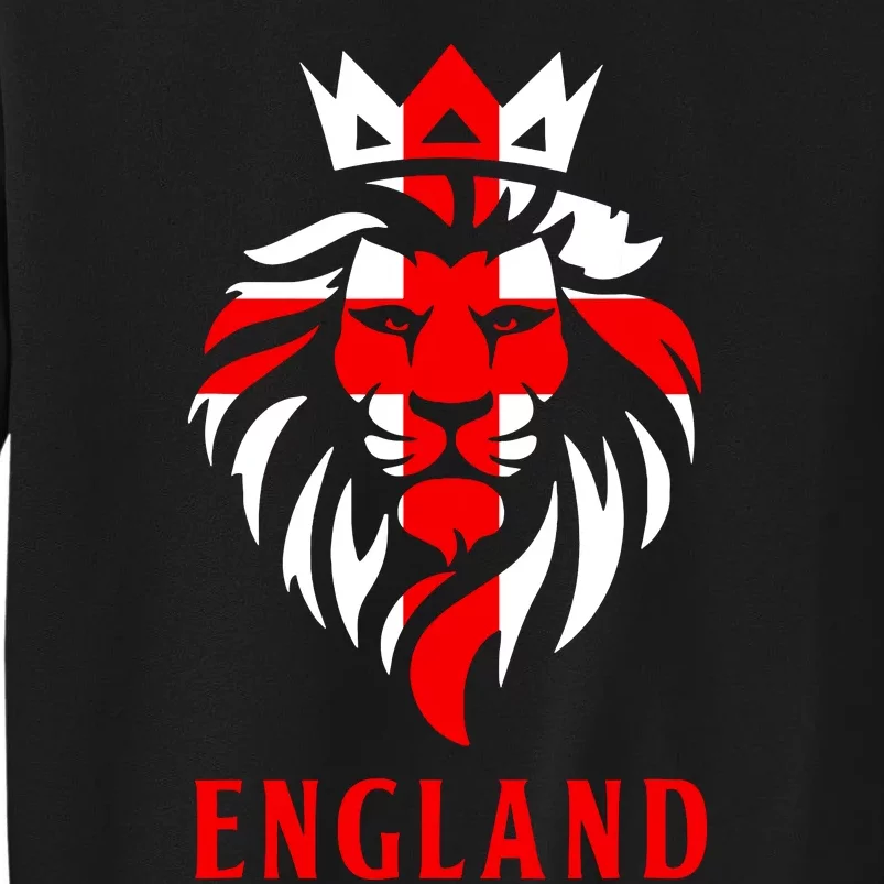 Patriotic England Football Soccer Fan Crown Lion Head Flag Tall Sweatshirt