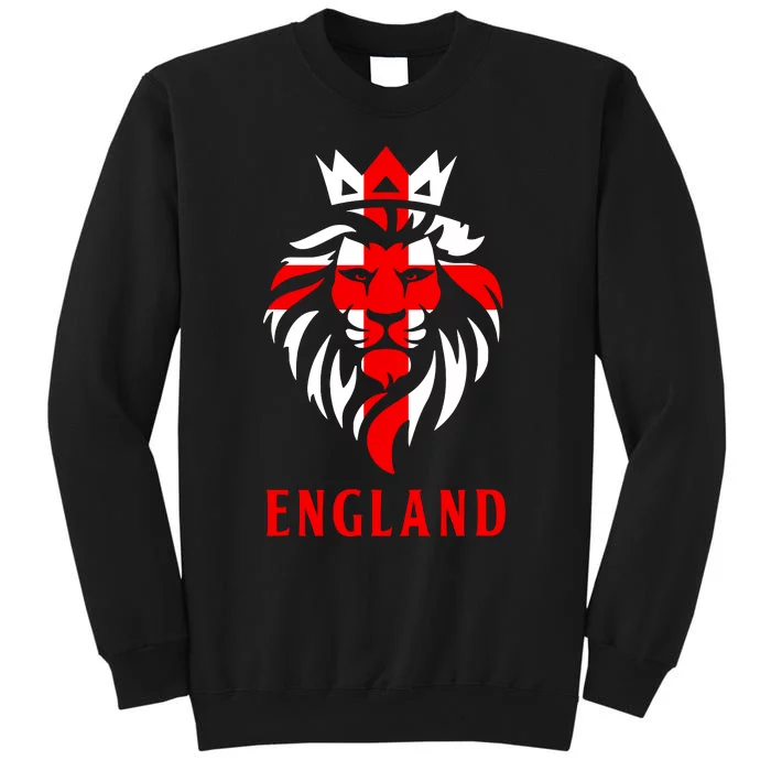 Patriotic England Football Soccer Fan Crown Lion Head Flag Tall Sweatshirt