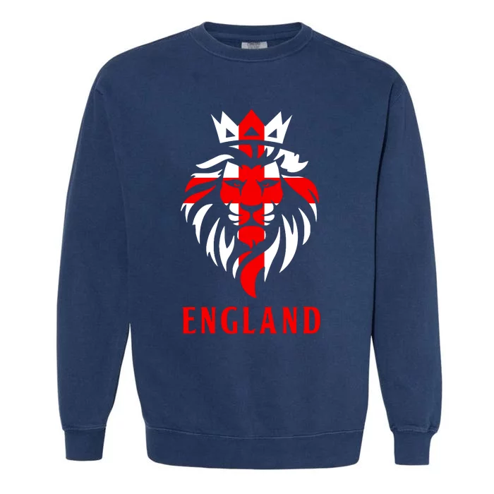 Patriotic England Football Soccer Fan Crown Lion Head Flag Garment-Dyed Sweatshirt